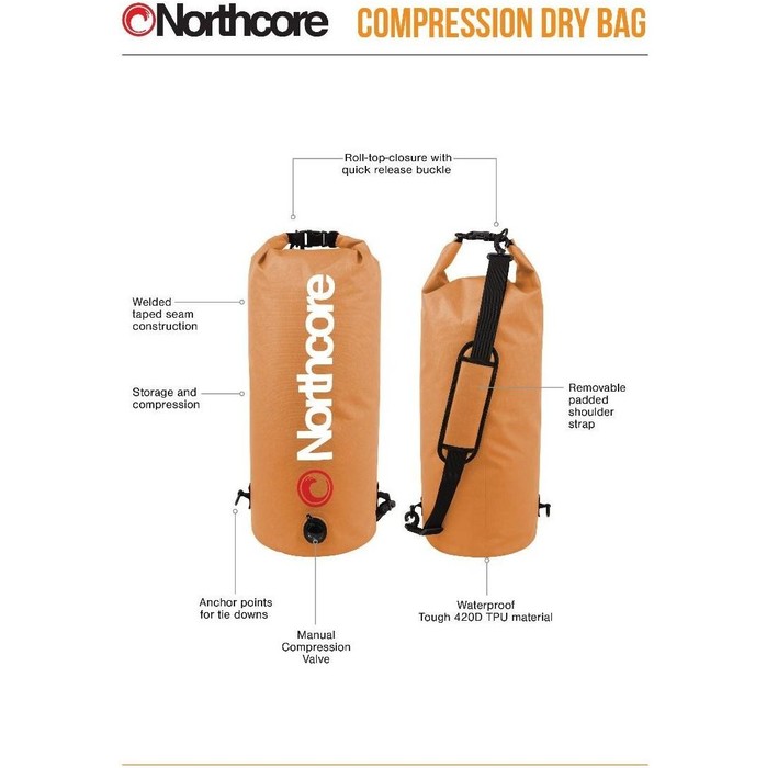 2025 Northcore 20L Compression Bag 341454 - Orange